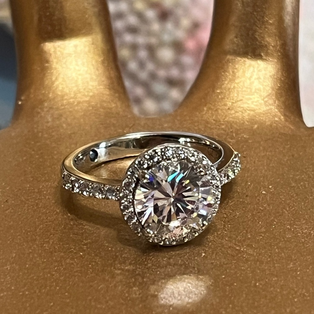 Vanna K Sterling Halo CZ Engagement Ring